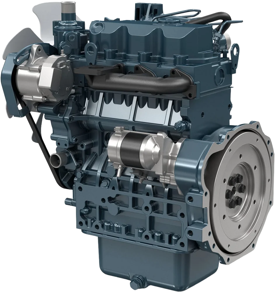 Motor Kubota D1703-M vista en ángulo