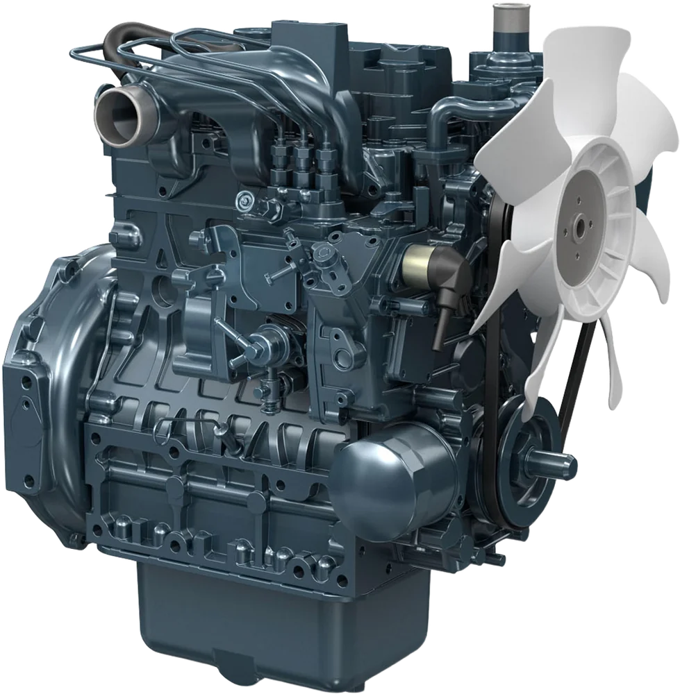Motor Kubota D1703-M-E2B, natural, inyección indirecta, 36.7 HP / 2800 RPM, norma Tier 2 + EU Stage IIIA
