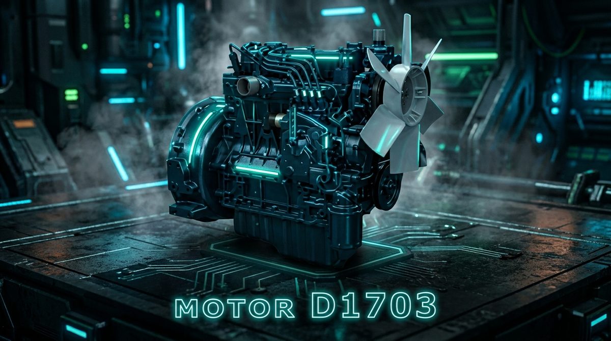 Render técnico futurista del motor Kubota D1703-M