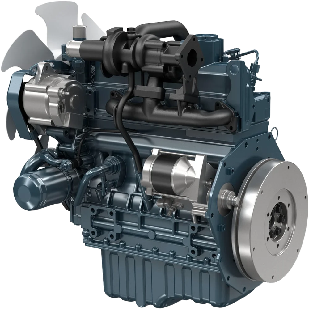 Motor Kubota V1505-T vista en ángulo