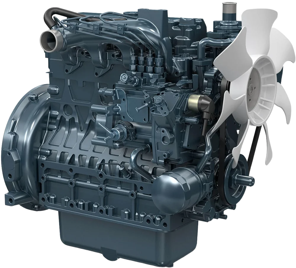 Motor Kubota V2203-M-E2B, natural, inyección indirecta, 48.8 HP / 2800 RPM, norma Tier 2 + EU Stage IIIA