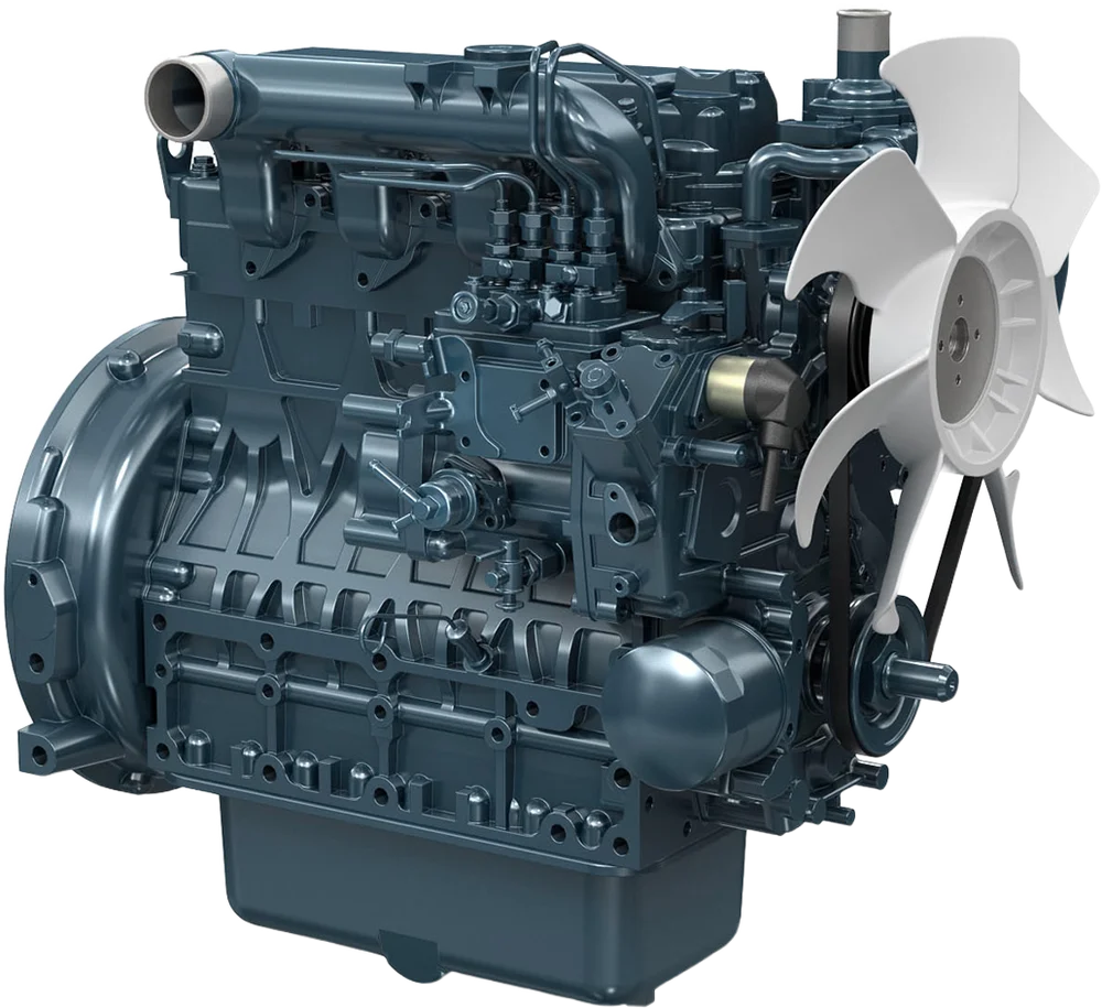 Motor Kubota V2403-M-DI-E2B, natural, inyección directa, 51.0 HP / 2600 RPM, norma Tier 2 + EU Stage II
