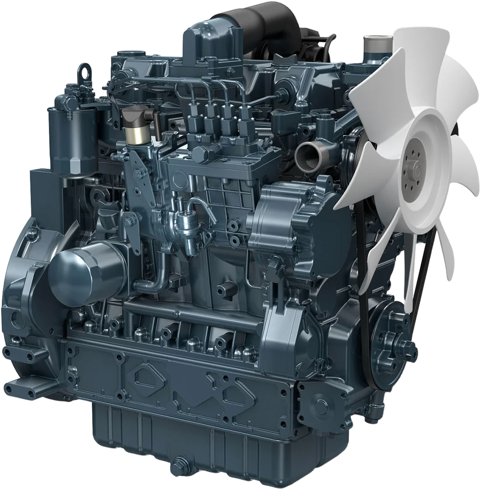 Motor Kubota V3300-E2B, natural, inyección indirecta, 72.3 HP / 2600 RPM, norma Tier 2 + EU Stage II (descontinuado)