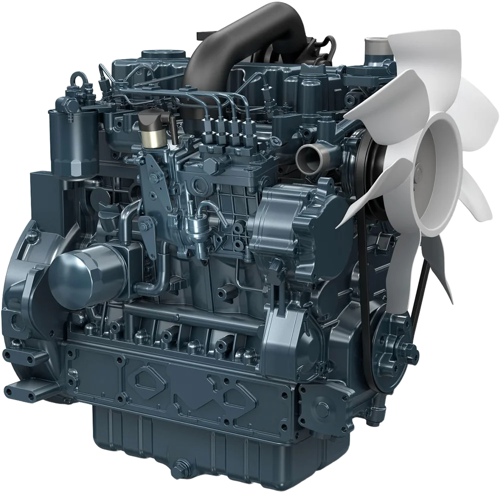 Motor diésel Kubota V3600-T-E3B turboalimentado, 85 HP, 4 cilindros, Serie V — representante oficial en Chile